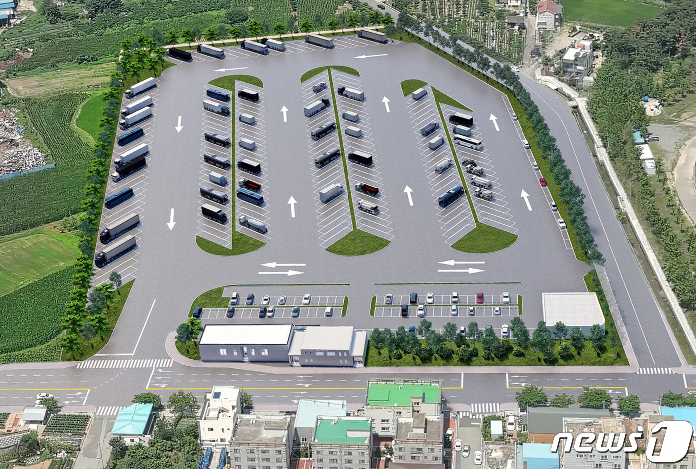 본문 이미지 - 안강읍 산대리 화물차 주차장 조감도. (경주시제공)2022.3.23/ⓒ 뉴스1