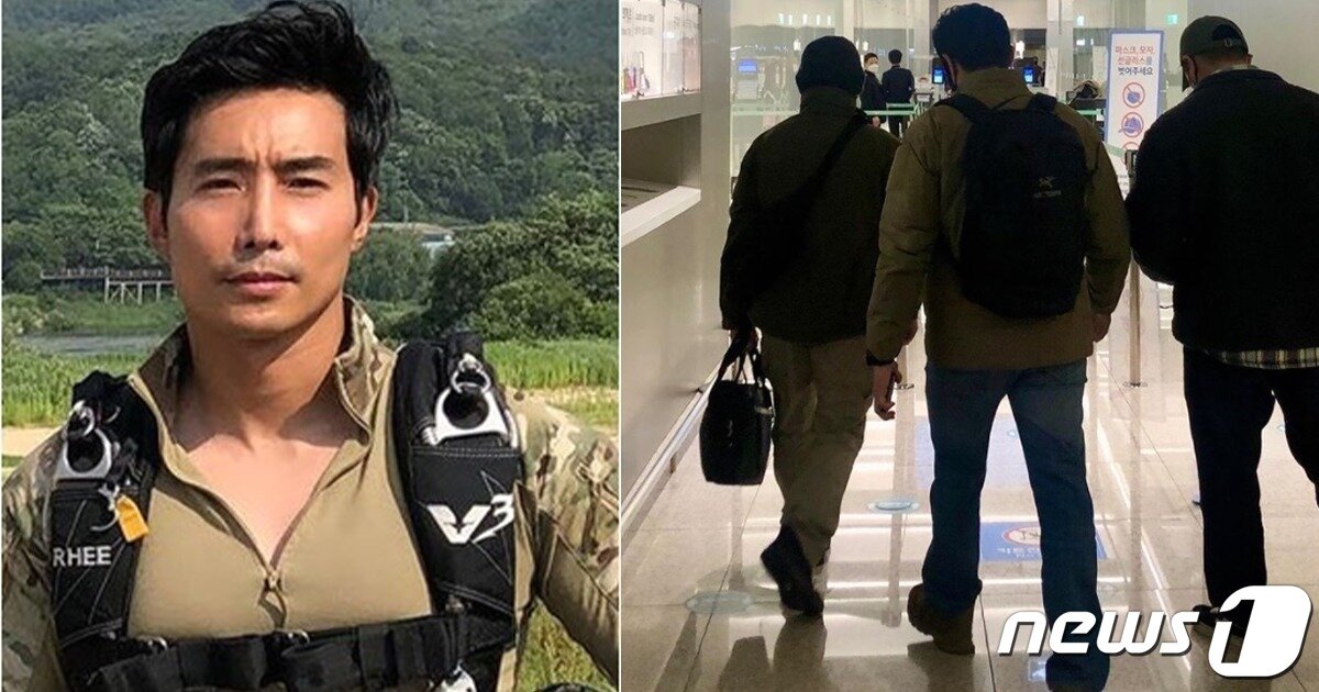 본문 이미지 - 지난 3월 10일 우크라이나를 돕기 위해 동료들과 함께 출국하고 있는 이근 대위 모습. (SNS 갈무리) ⓒ News1
