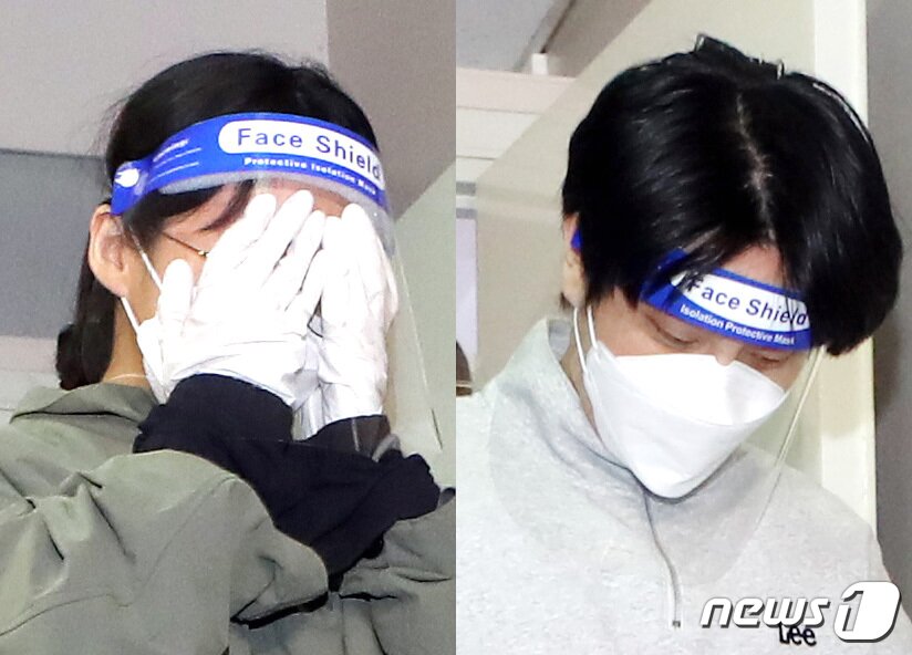 본문 이미지 - '계곡살인' 사건의 피의자 이은해(왼쪽)·조현수가 19일 오후 구속 전 피의자 심문(영장실질심사)을 받기 위해 인천시 미추홀구 인천지방법원으로 들어서고 있다. (공동취재) 2022.4.19/뉴스1 ⓒ News1 정진욱 기자