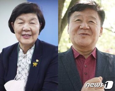본문 이미지 - 왼쪽부터 노옥희, 김주홍 울산교육감 후보. ⓒ 뉴스1