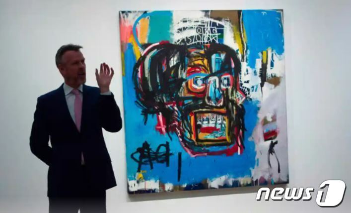 본문 이미지 - 마에자와 유사쿠가 2017년 낙찰받은 바스키아의 '무제(Untitled)'. 이 작품은 '해골'이라는 별칭으로 더 잘 알려져 있다. ⓒ AFP=뉴스1