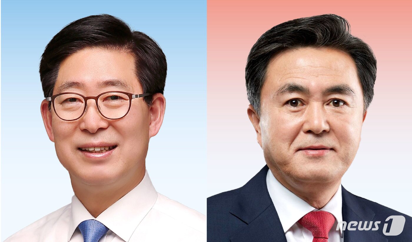 본문 이미지 - 더불어민주당 양승조(왼쪽), 국민의힘 김태흠 충남지사 후보. ⓒNews1 