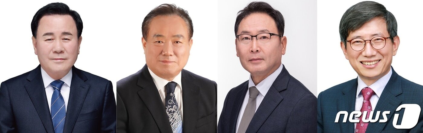 본문 이미지 - 왼쪽부터 김지철, 이병학, 김영춘, 조영종 충남도교육감 후보. ⓒ뉴스1