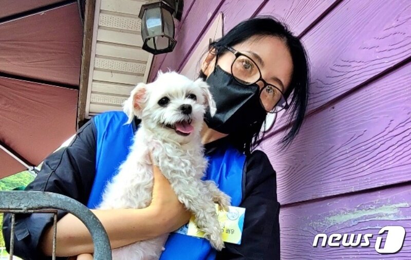 본문 이미지 - 내추럴발란스 블루엔젤봉사단은 29일 경기 용인의 한 보호소에서 봉사활동을 진행했다. ⓒ 뉴스1 최서윤 기자