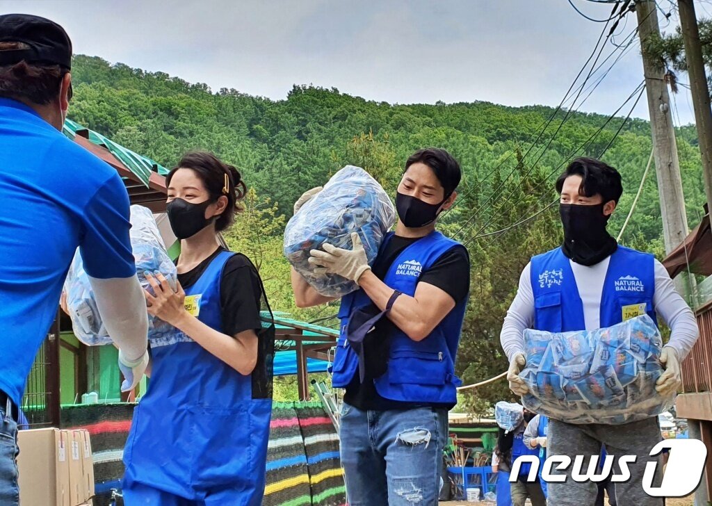 본문 이미지 - 내추럴발란스 블루엔젤봉사단은 29일 경기 용인의 한 보호소에서 봉사활동을 진행했다. ⓒ 뉴스1 최서윤 기자