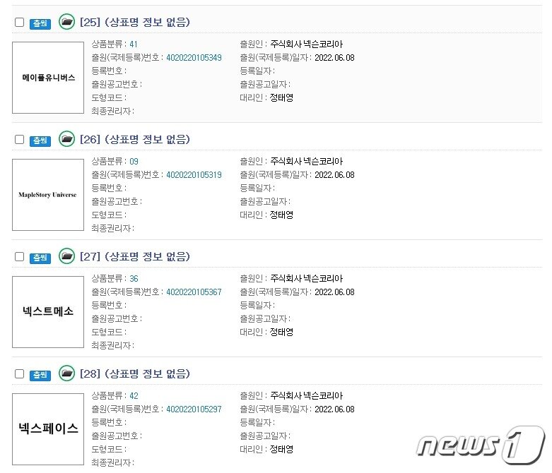 본문 이미지 - 8일 '넥스트메소', '넥스페이스' 상표권을 출원한 넥슨코리아ⓒ 뉴스1