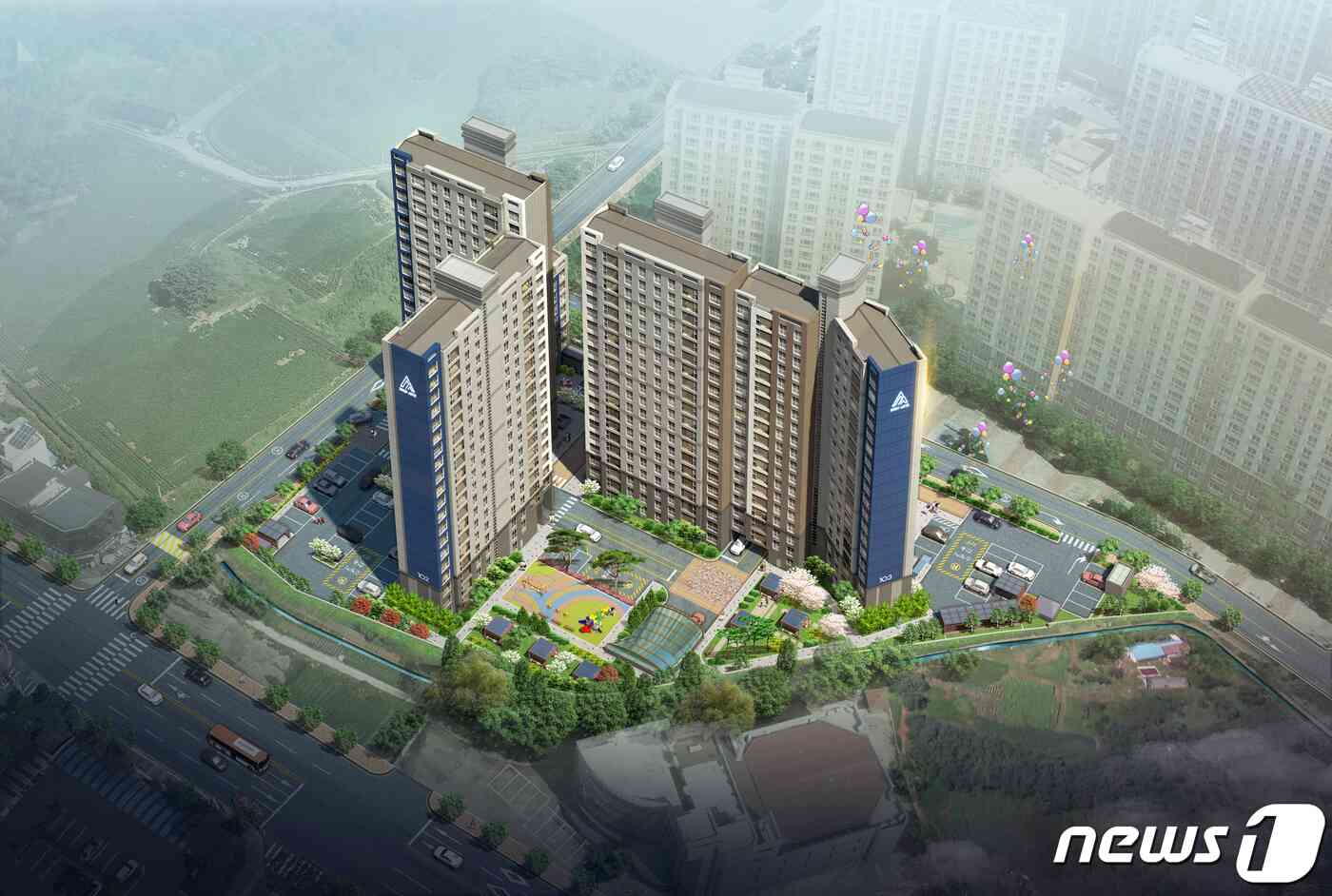 전북지역 토종건설업체인 더본건설이 김제 하동일대에 아파트 170세대를 분양한다.(사진은 투시도)© 뉴스1