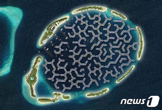 몰디브에 지어질 수상도시로 뇌 혹은 산호초 같은 모양으로 디자인됐다. © 뉴스1 (워터스튜디오 캡쳐 갈음)