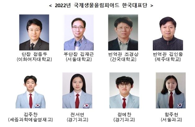 본문 이미지 - 2022년 국제생물올림피아드 한국대표단 (과학기술정보통신부 제공) 2022.07.18 /뉴스1