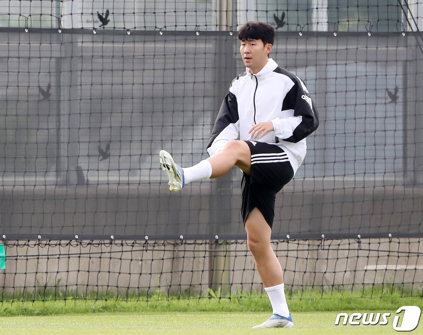 본문 이미지 - 대한민국 축구 국가대표팀의 에이스 손흥민이 6일 오후 경기도 성남시 성남FC 클럽하우스 내 그라운드에서 몸을 풀고 있다. 2022.7.6/뉴스1 ⓒ News1 김진환 기자