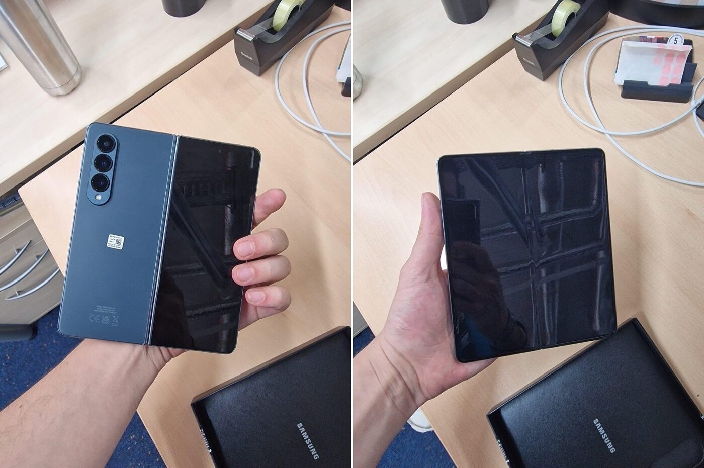 본문 이미지 - '갤럭시Z 폴드4' 실물 유출 사진 (Noh 트위터 갈무리)