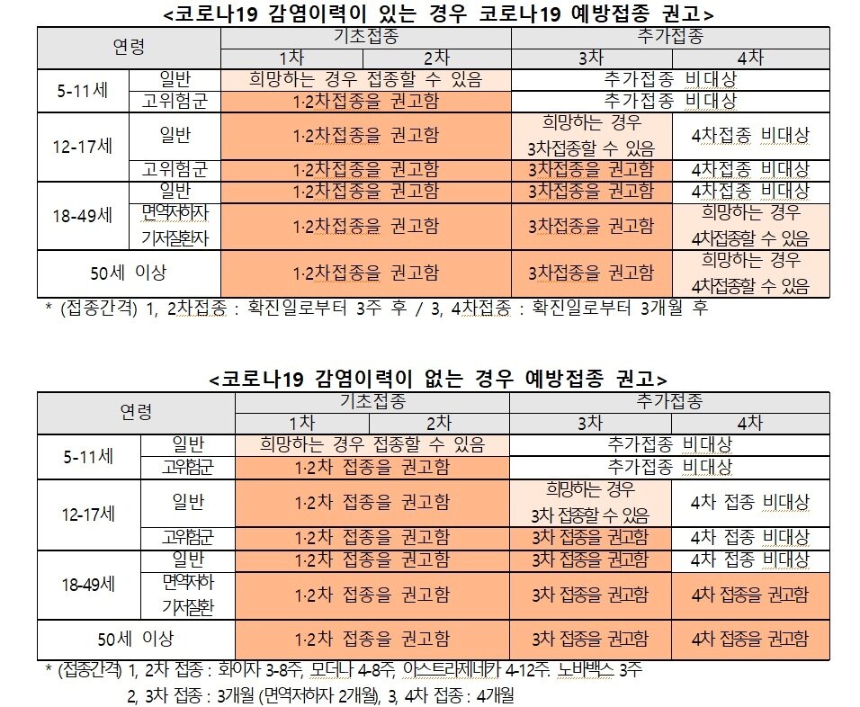 본문 이미지 - 예방접종 가이드라인(자료:질병관리청)