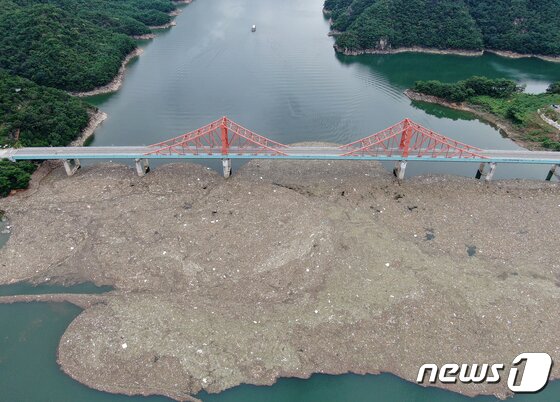 청풍호에 '쓰레기 둥둥섬'?…폭우로 4500평 오염