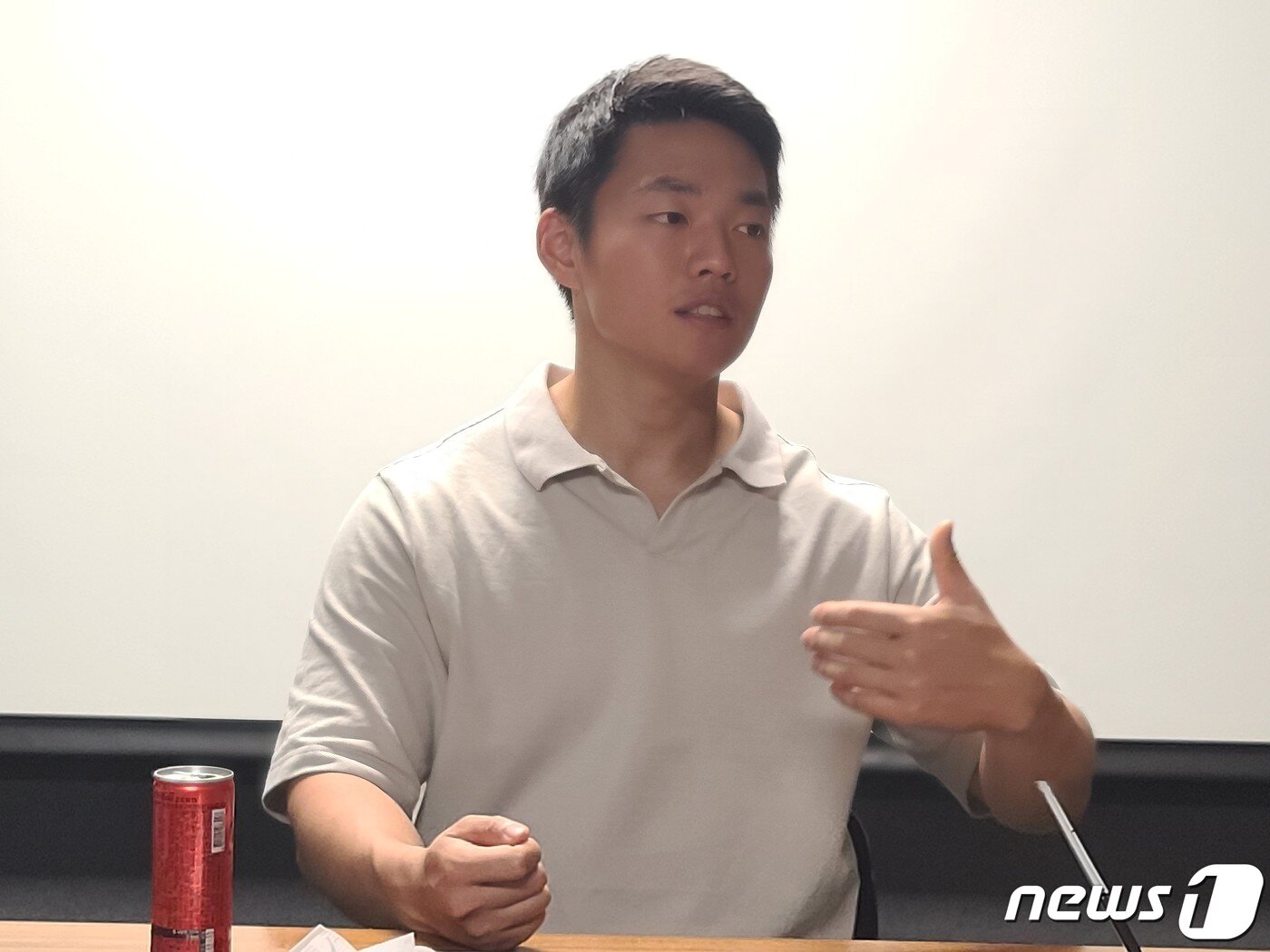 본문 이미지 - 해시드 자회사 언오픈드 소속 다바 팀의 이광호 리더가 <뉴스1>과의 인터뷰를 진행하고 있다. ⓒ 뉴스1(해시드 언오픈드 측 제공)