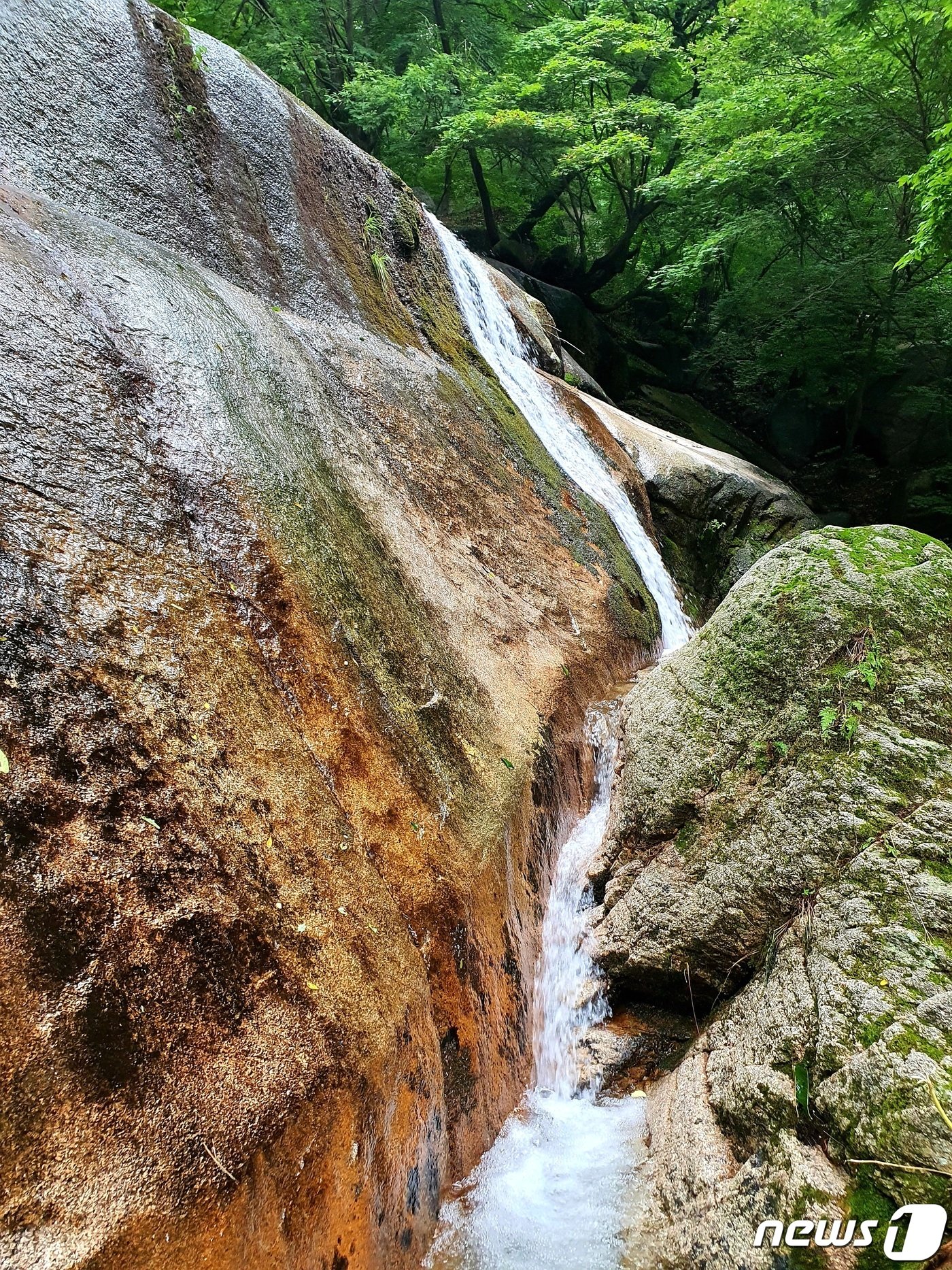 본문 이미지 - 아름다운 원도봉계곡. 덕제샘 직전에 수량이 많아 생긴 폭포와 굽이치는 물줄기