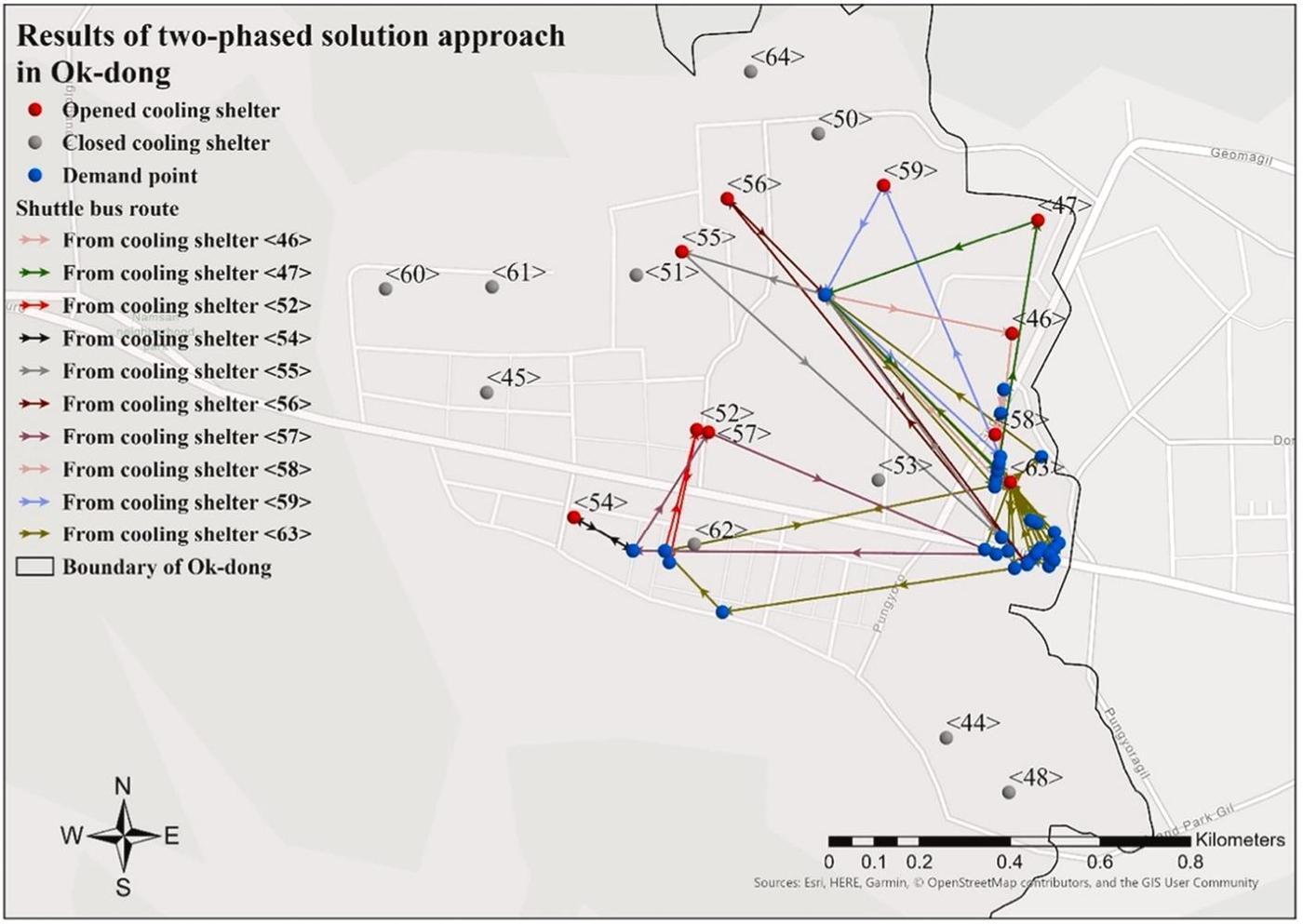 본문 이미지 - 울산 남구 옥동의 무더위쉼터 최적 운영안. (UNIST 제공)