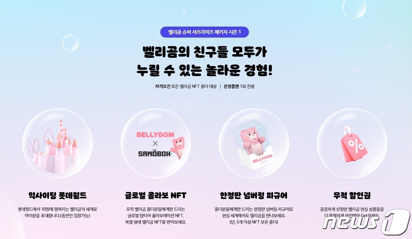 롯데홈쇼핑이 벨리곰 NFT 홀더에게 제공하는 혜택. 벨리곰 NFT 홈페이지 갈무리.