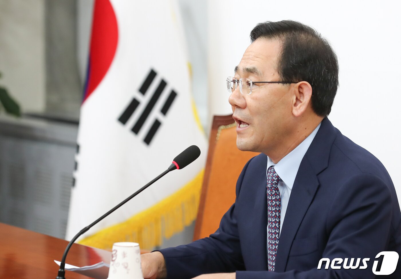 본문 이미지 - 국민의힘 비상대책위원장으로 선출된 주호영 의원이 9일 국회 본청 당대표회의실에서 기자간담회를 열고 소감을 발표하고 있다. (공동취재) 2022.8.9/뉴스1 ⓒ News1 허경 기자