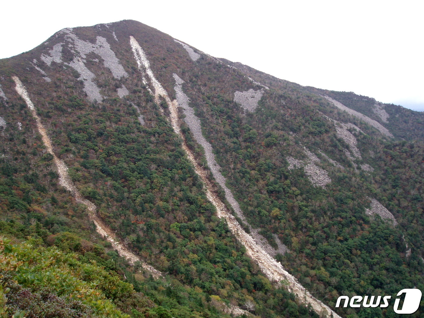 본문 이미지 - 귀때기청봉의 슬픔. 커다란 바위가 쪼개지고 부서져 흘러내린 너덜이 눈물처럼 보인다
