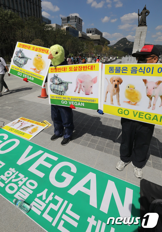 \'전쟁·도살장 반대 촉구하는 한국동물보호단체\'