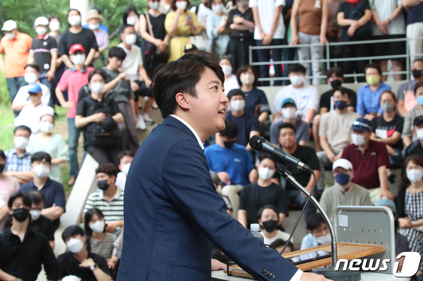 이준석 전 국민의힘 대표가 4일 오후 대구 중구 김광석길 콘서트홀에서 가진 기자회견에서 발언하고 있다. 2022.9.4/뉴스1 ⓒ News1 공정식 기자