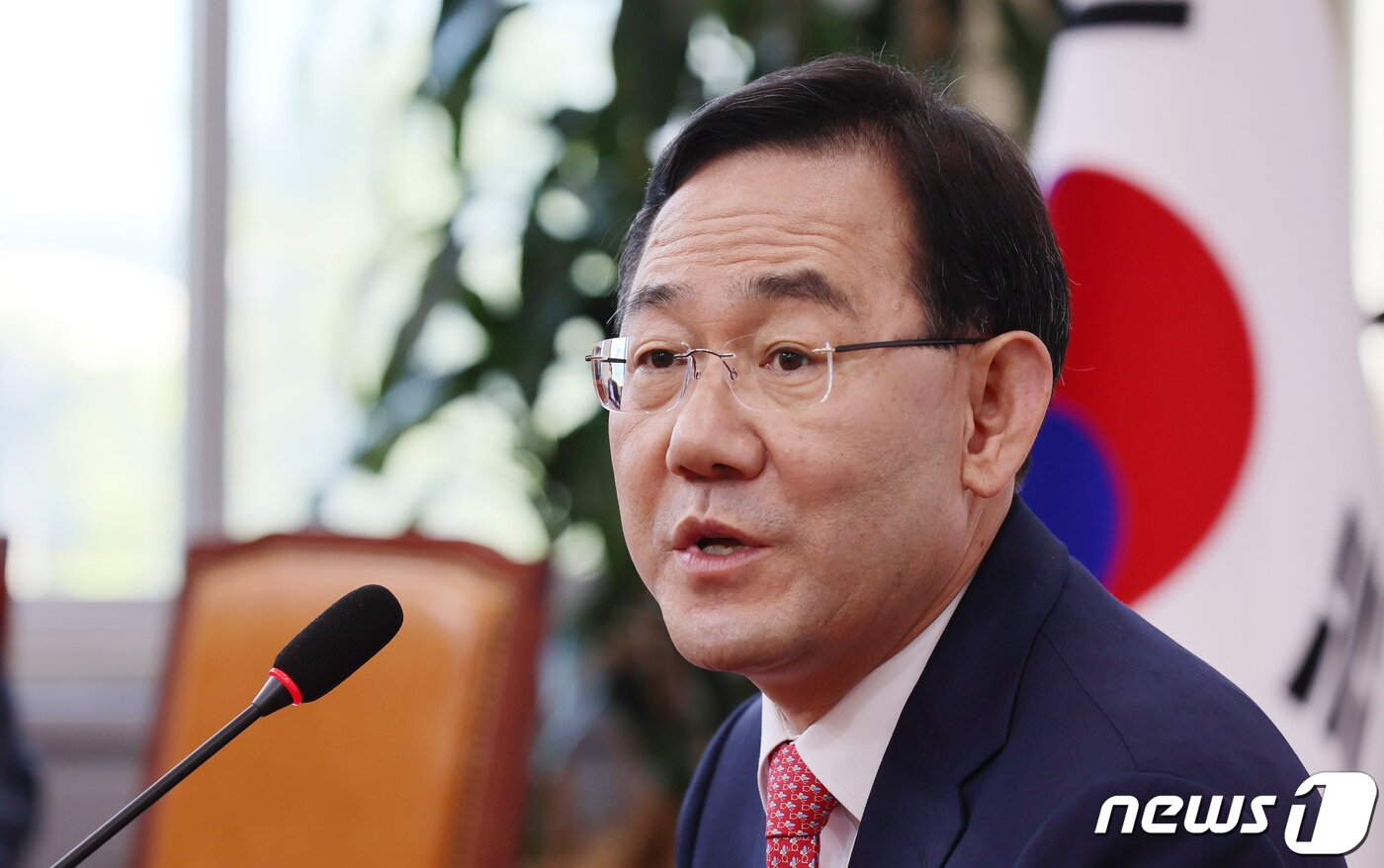 본문 이미지 - 주호영 국민의힘 전 비대위원장이 6일 국회에서 '비대위원장직 거부 의사'를 밝히는 기자회견을 갖고 있다. (공동취재) 2022.9.6/뉴스1 ⓒ News1 허경 기자