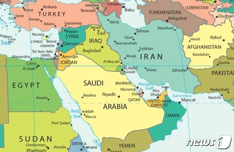 본문 이미지 - 월드오미터(worldometers) 세계지도 中 중동.