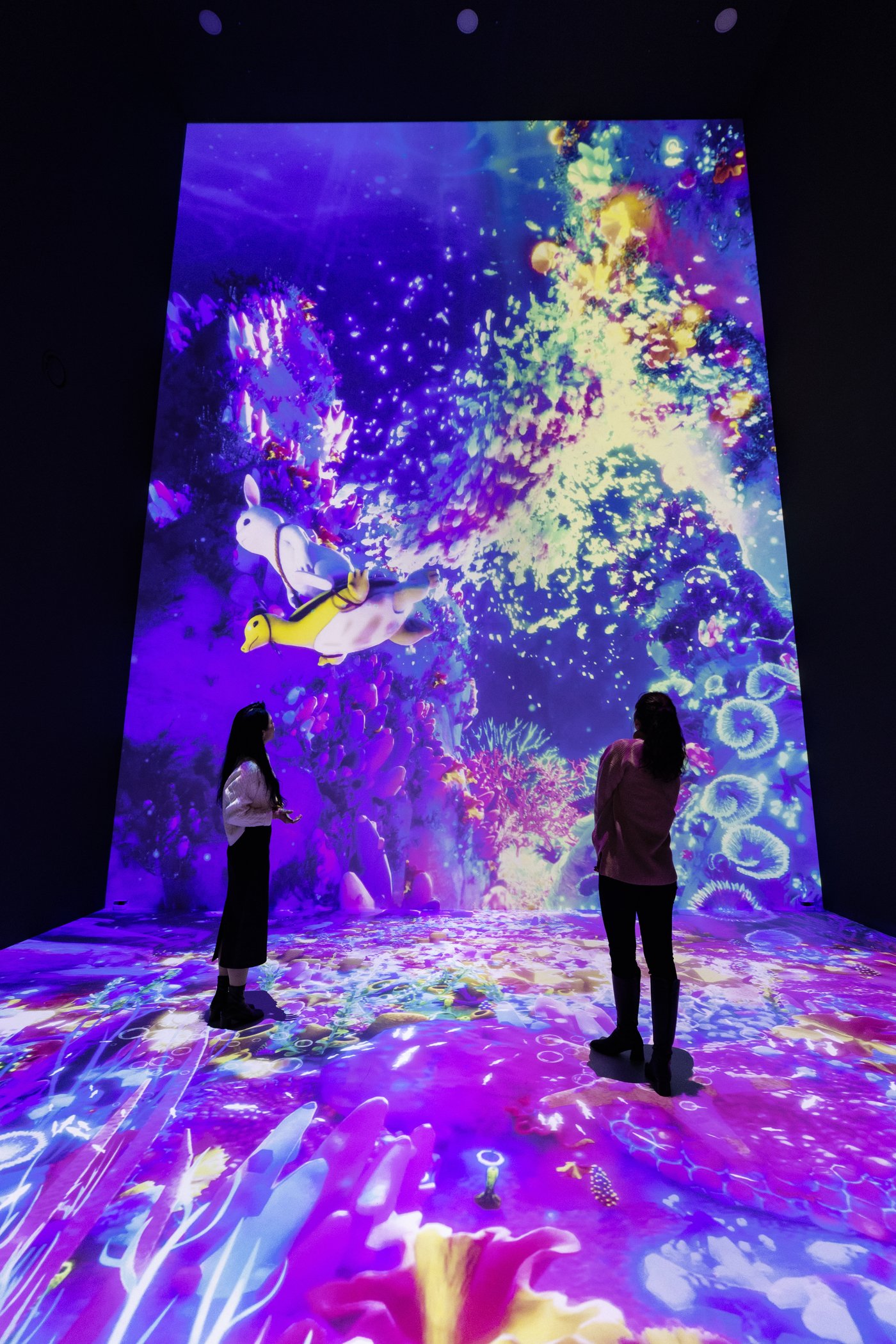 본문 이미지 - 국립무형유산원 디지털체험관 영상실의 미디어아트. (국립무형유산원 제공) 