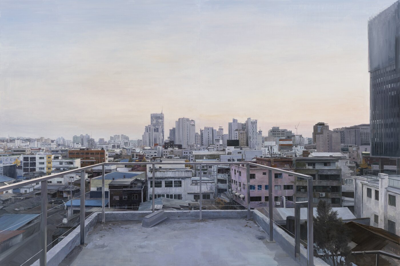 본문 이미지 - 정재호, 나는 여기에서 얼마나 오랫동안 How long have I been here, 2022, 캔버스에 오일, 200 x 300 cm (초이앤초이 제공)