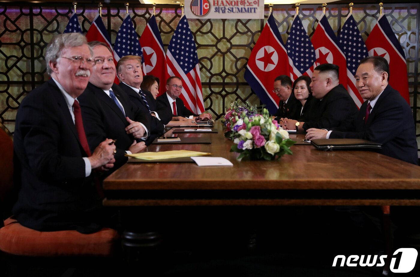 본문 이미지 - 2019년 2월28일 베트남 하노이에서 열린 미국-북한 정상회담 현장. ⓒ 로이터=뉴스1 ⓒ News1 정윤미 기자