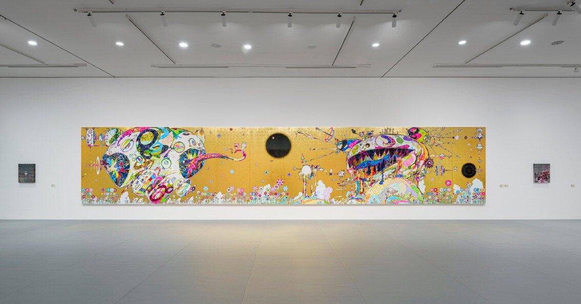 본문 이미지 -  부산시립미술관에서 열리고 있는 무라카미 다카시 회고전 전시장 내 모습. ⓒTAKASHI MURAKAMI &frasl; KAIKAI KIKI CO., Ltd. ALL Rights Reserved. Courtesy of the artist and Perrotin. (부산시립미술관 제공)