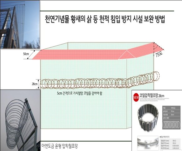 황새 방사장 침입방지 시설 보완 방법. &#40;문화재청 제공&#41; 