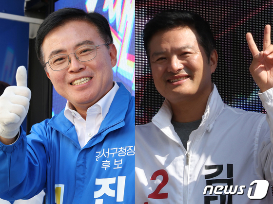 강서구 보궐선거 예측 조사…진교훈 51.7%, 김태우 41.6%
