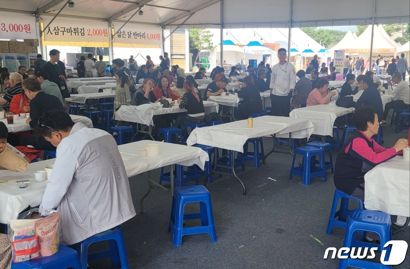 본문 이미지 - 축제장 내 한 쪽에 마련된 ‘백종원의 금산인삼 푸드코너’ 모습./ 뉴스1 ⓒ News1 백운석 기자