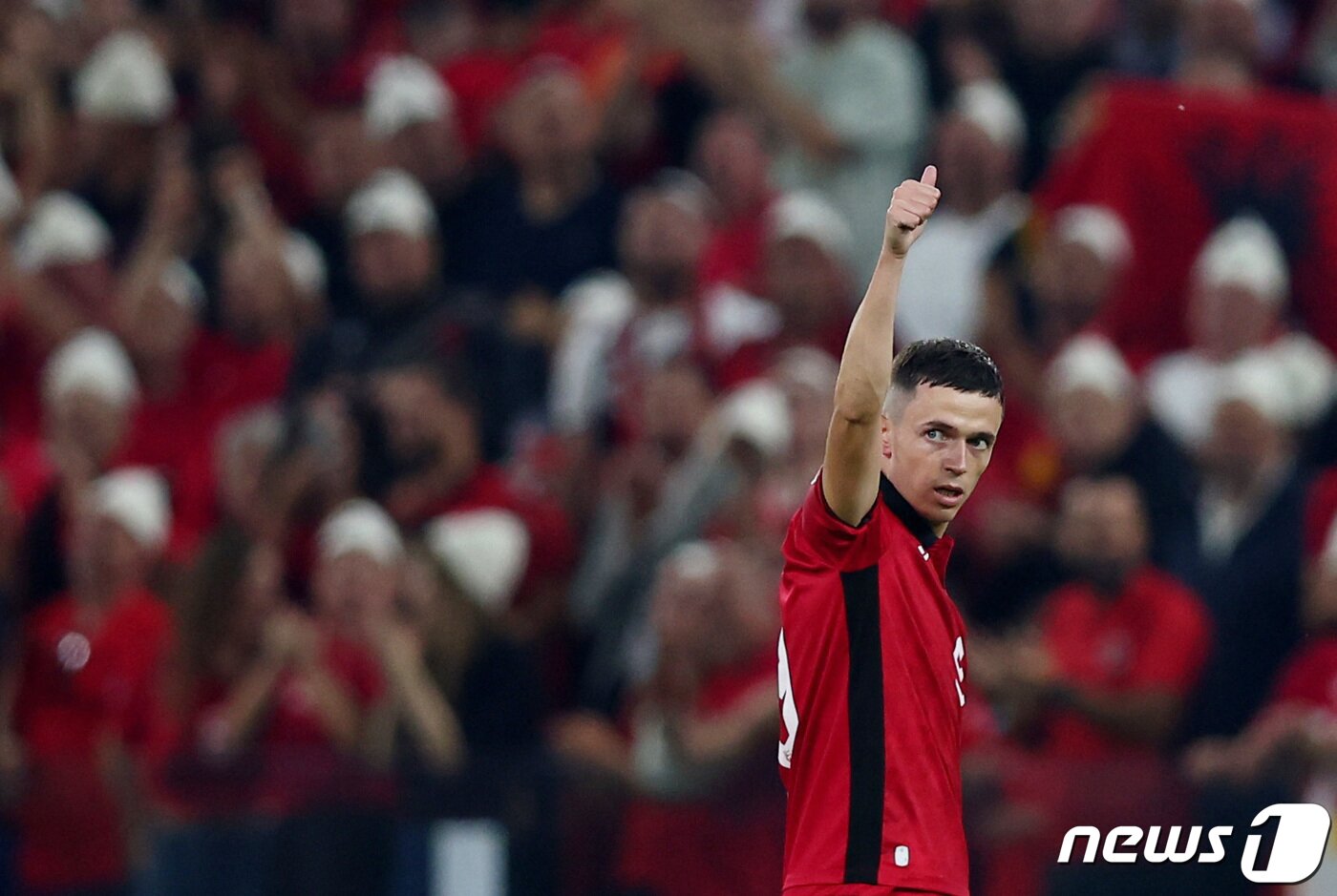 본문 이미지 - 알바니아 국가대표팀에서 2경기 연속 골을 넣은 광주FC의 자시르 아사니. ⓒ 로이터=뉴스1