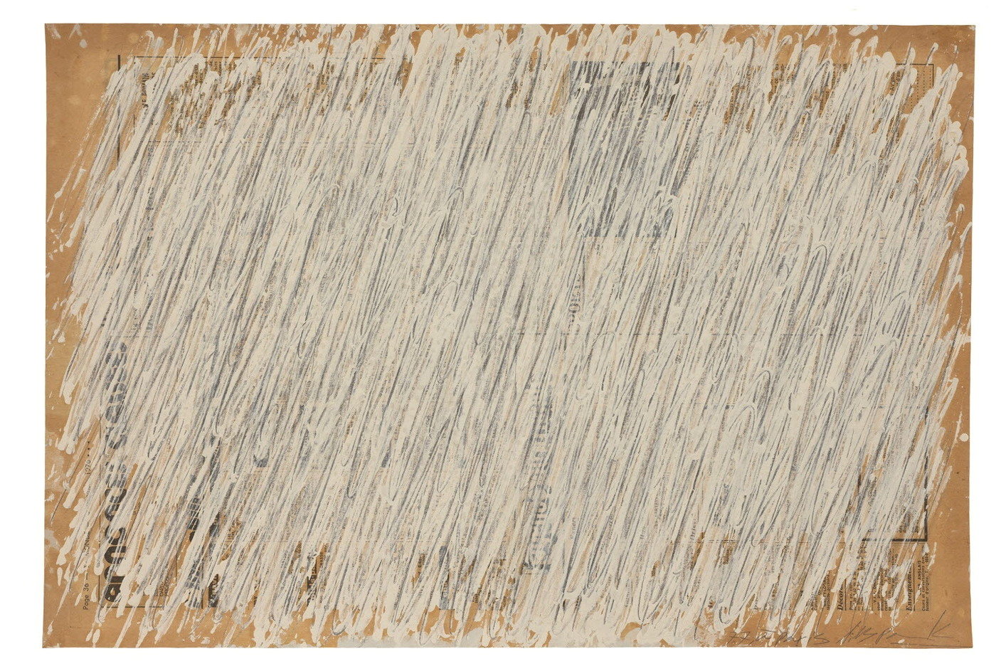 본문 이미지 - 박서보, 묘법(描法).(&Eacute;criture No.01-77, 1977, 르몽드지에 연필과 유채, 33.5x50㎝, 작가 소장, 국립현대미술관 제공)ⓒ 뉴스1