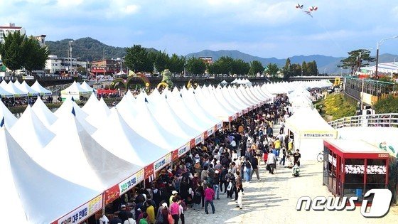 본문 이미지 - '2023보은대추축제' 행사장을 찾은 방문객들이 인산인해를 이루고 있다. (보은군 제공) /뉴스1