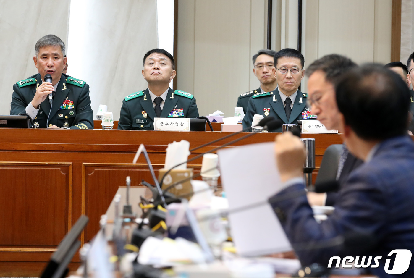 (대전=뉴스1) 김기태 기자 = 권영호 육군사관학교장이 23일 오전 충남 계룡대에서 열린 국회 국방위원회의 육군본부에 대한 국정감사에서 답변하고 있다. 2023.10.23/뉴스1