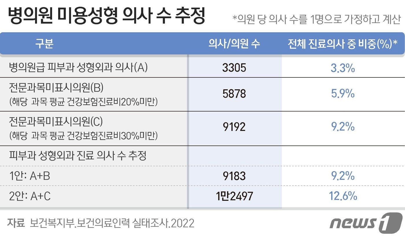 본문 이미지 - 병의원 미용성형 의사 수 추정 ⓒ News1 양혜림 디자이너