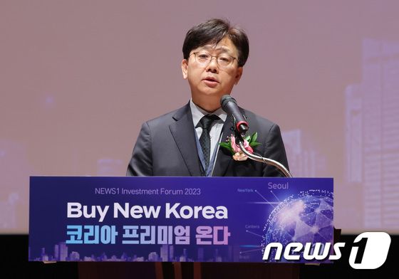 '뉴스1 투자포럼' 개회사 하는 이영섭 대표이사