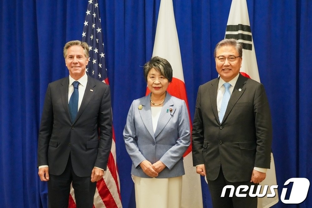 박진 외교부 장관, 토니 블링컨 미국 국무장관, 가미카와 요코 일본 외무상.&#40;외교부 제공&#41;