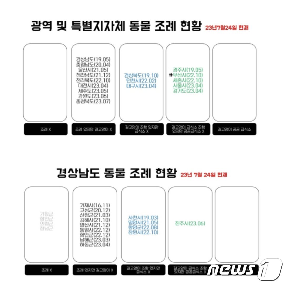 본문 이미지 - <a>이날 찬반 토론에서 김하연 작가는 타 광역과 경남도 등 동물 조례 현황 등을 도표를 비교하며 길고양이 보호 조례 </a><a>조례 </a><a>제·개정에 대한 찬성 입장을 강조했다.  (김하연 작가 제공)</a>