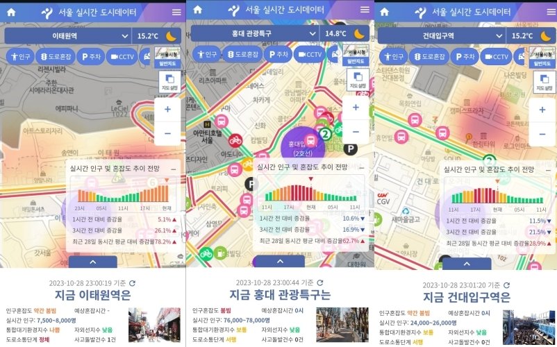 본문 이미지 - 서울 실시간 도시데이터(10월28일 오후11시 기준) ⓒ 뉴스1