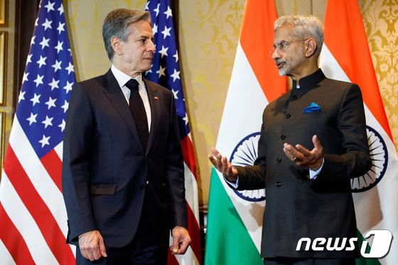 [포토] 인도 뉴델리 방문한 美 국무장관