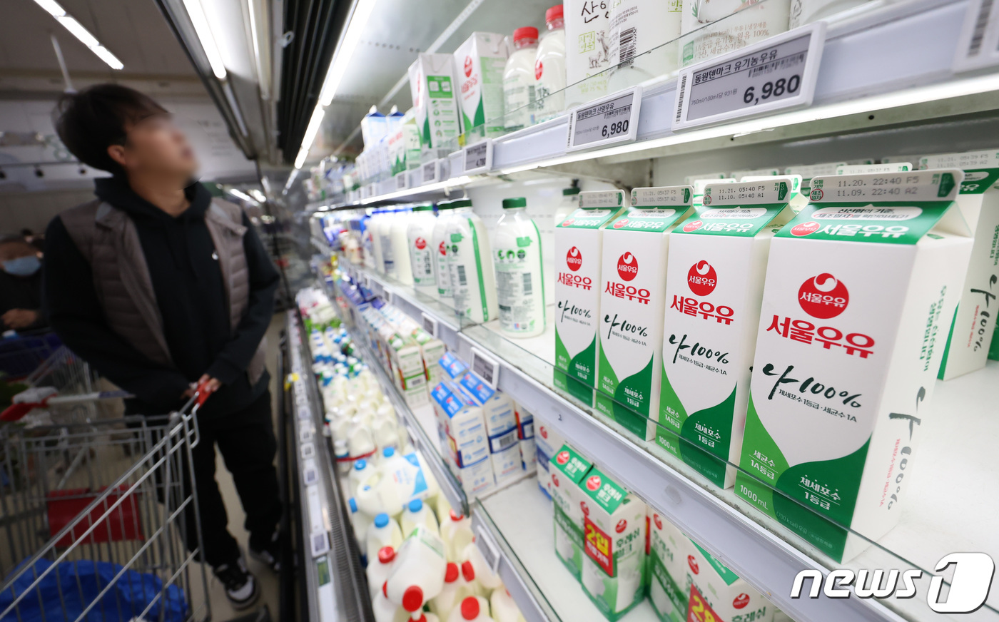 (서울=뉴스1) 김민지 기자 = 12일 통계청 국가통계포털에 따르면 지난달 우유 소비자물가지수는 122.03으로 지난해 같은 달보다 14.3% 올랐다.이는 글로벌 금융위기 여파가 …