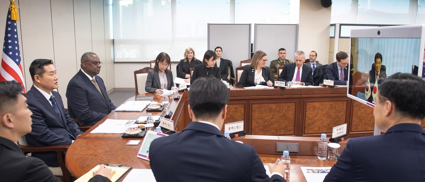 본문 이미지 - 한미일 국방장관회의. (국방부 제공)