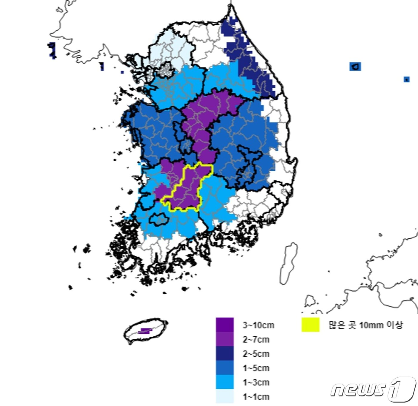 본문 이미지 - 17~18일 예상 적설량 모식도(기상청 제공) ⓒ 뉴스1