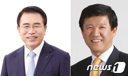 조용병 전 신한금융지주 회장&#40;왼쪽&#41;과 조준희 전 기업은행장 /뉴스1