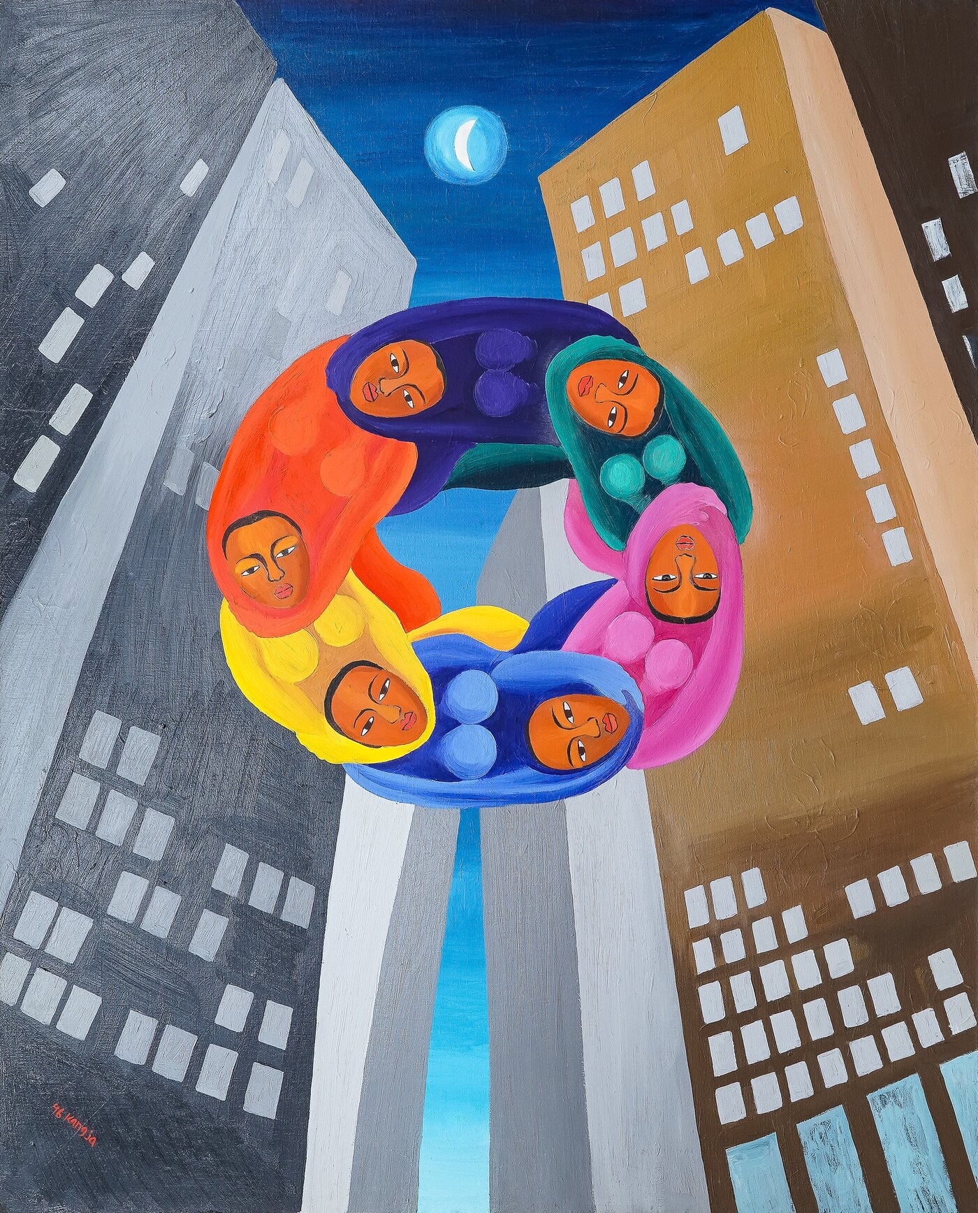 본문 이미지 - 정강자, 도시의 여인들(JUNG Kangja, City Women), 1996, Oil on canvas, 97x131cm. 아라리오갤러리 서울 제공.