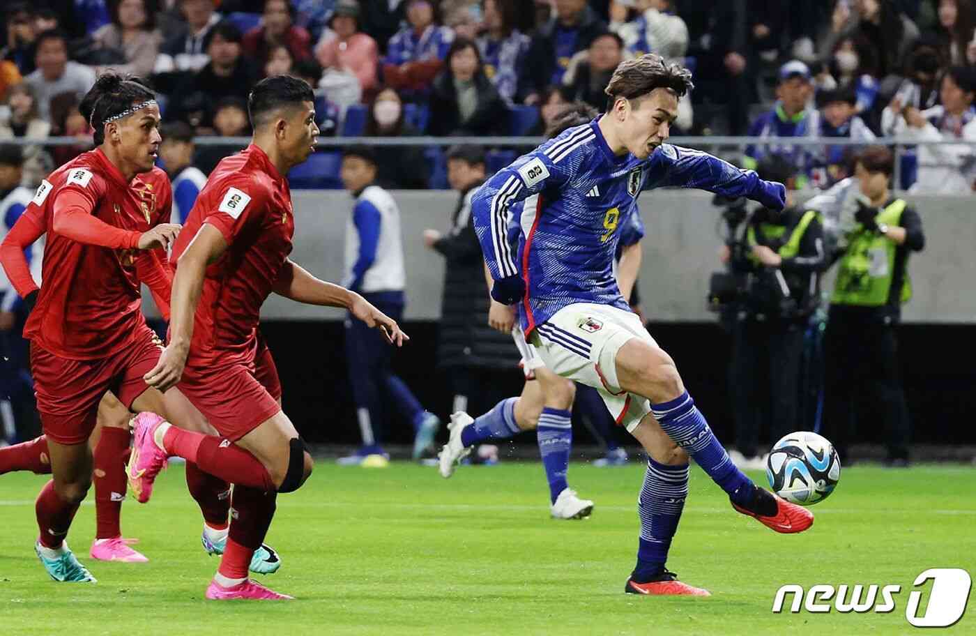 일본과 미얀마의 경기 모습 © AFP=뉴스1